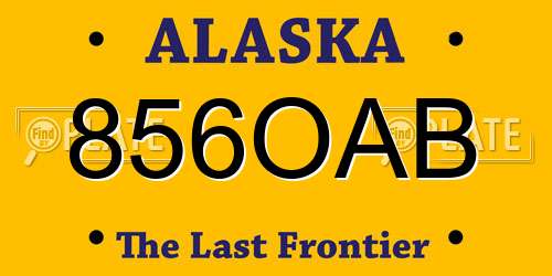856OAB Alaska License Plate