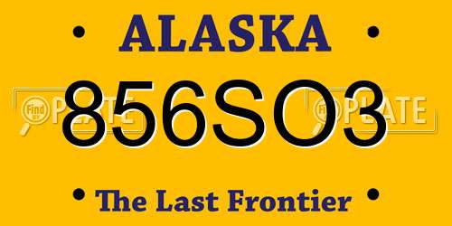 856SO3 Alaska License Plate