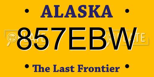 857EBW Alaska License Plate