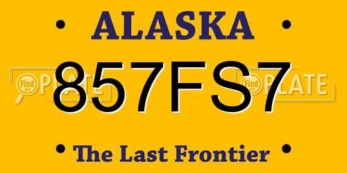 857FS7 Alaska License Plate