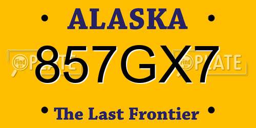 857GX7 Alaska License Plate