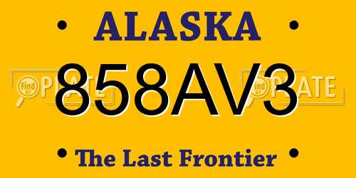858AV3 Alaska License Plate