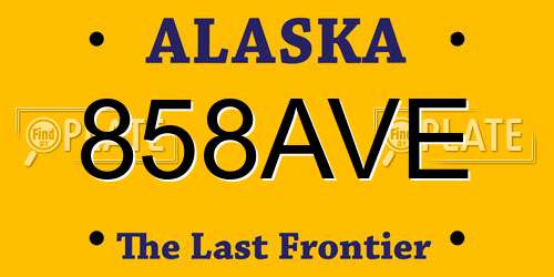 858AVE Alaska License Plate