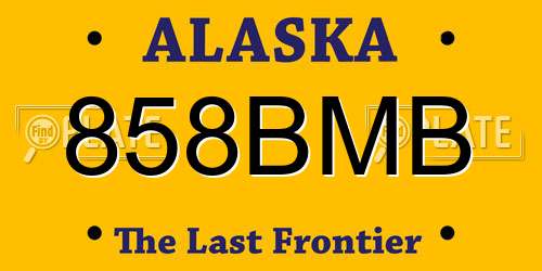 858BMB Alaska License Plate