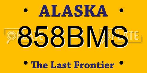 858BMS Alaska License Plate
