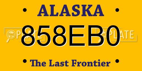 858EB0 Alaska License Plate