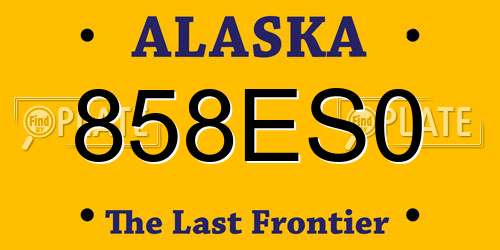 858ES0 Alaska License Plate