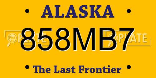 858MB7 Alaska License Plate