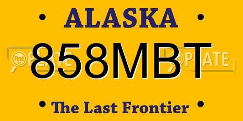 858MBT Alaska License Plate