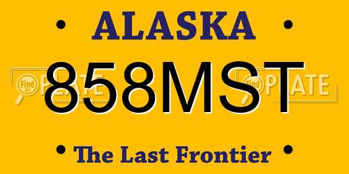 858MST Alaska License Plate