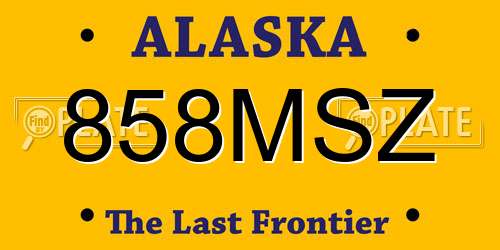 858MSZ Alaska License Plate