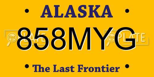 858MYG Alaska License Plate