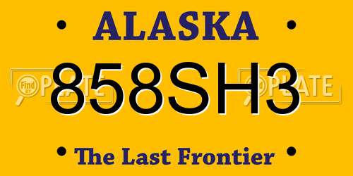 858SH3 Alaska License Plate