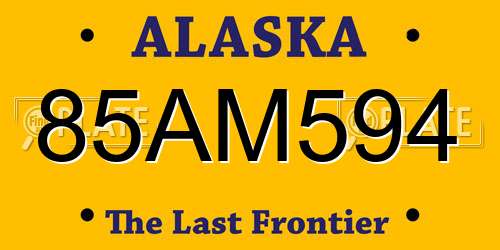 85AM594 Alaska License Plate