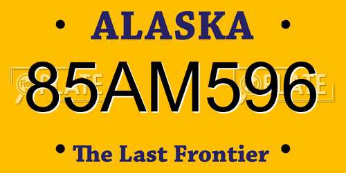 85AM596 Alaska License Plate