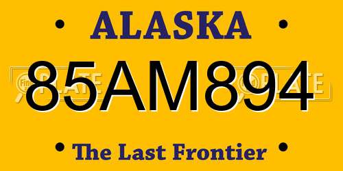 85AM894 Alaska License Plate