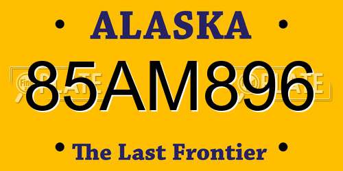 85AM896 Alaska License Plate