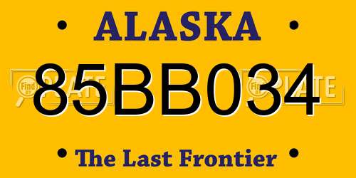 85BB034 Alaska License Plate