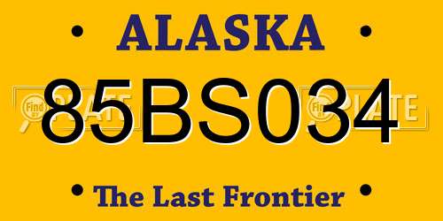 85BS034 Alaska License Plate