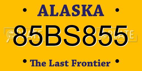 85BS855 Alaska License Plate
