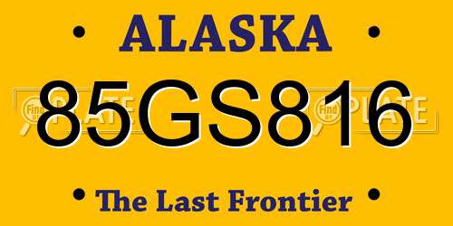 85GS816 Alaska License Plate