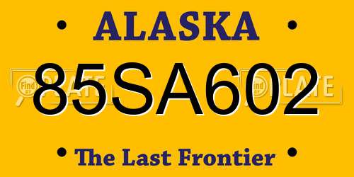 85SA602 Alaska License Plate