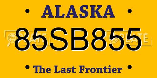 85SB855 Alaska License Plate