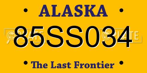 85SS034 Alaska License Plate