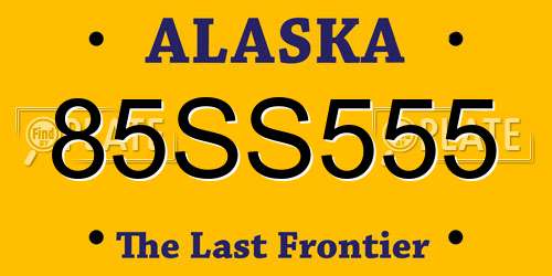 85SS555 Alaska License Plate