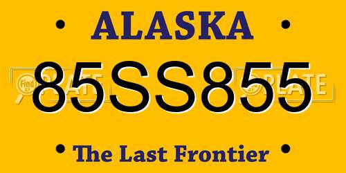 85SS855 Alaska License Plate