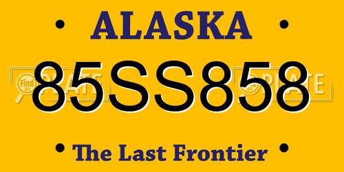 85SS858 Alaska License Plate