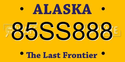 85SS888 Alaska License Plate