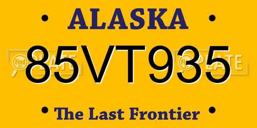 85VT935 Alaska License Plate