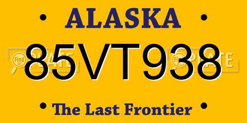 85VT938 Alaska License Plate