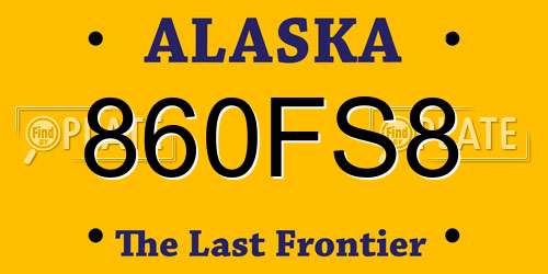860FS8 Alaska License Plate