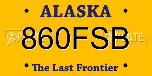 860FSB Alaska License Plate