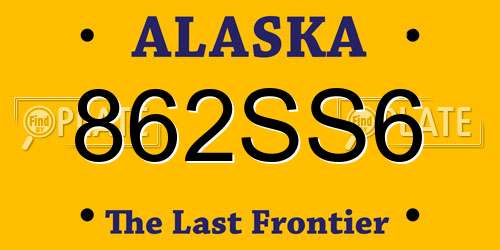 862SS6 Alaska License Plate