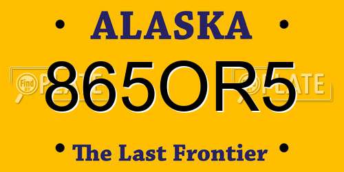 865OR5 Alaska License Plate