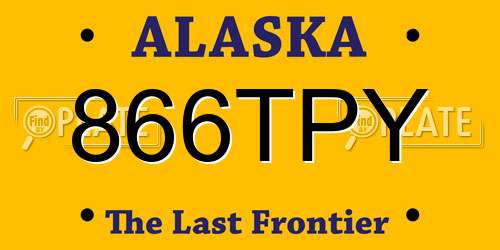 866TPY Alaska License Plate