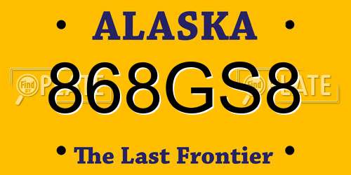 868GS8 Alaska License Plate
