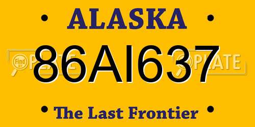 86AI637 Alaska License Plate