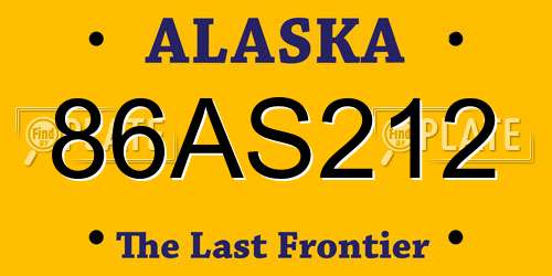 86AS212 Alaska License Plate