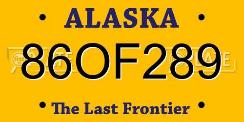 86OF289 Alaska License Plate