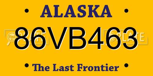 86VB463 Alaska License Plate
