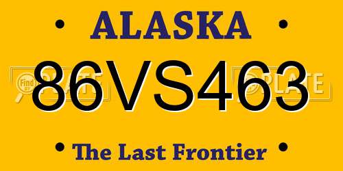 86VS463 Alaska License Plate