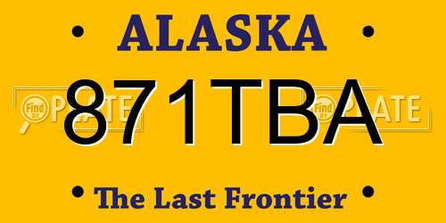 871TBA Alaska License Plate