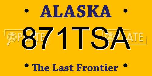 871TSA Alaska License Plate