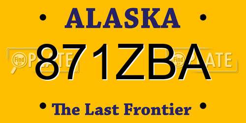 871ZBA Alaska License Plate
