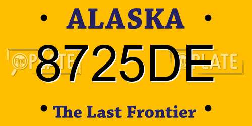 8725DE Alaska License Plate