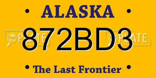 872BD3 Alaska License Plate